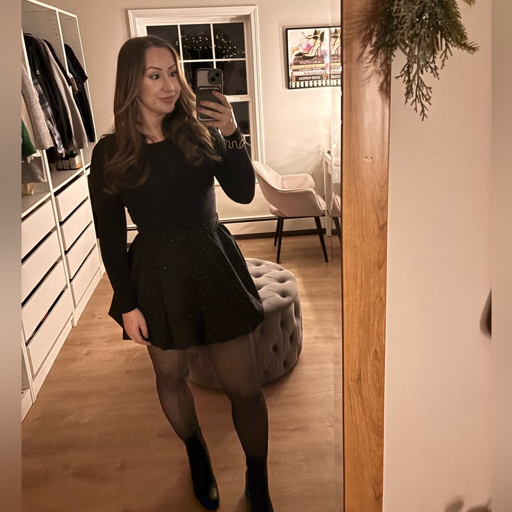 JDY Elegant Black Sparkle Bubble Skirt